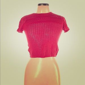 Red cropped sweater top NWT